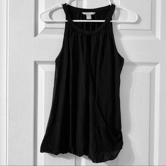 Banana Republic Sleeveless Black Halter Style Keyhole Front Slit Top Size XS - Picture 1 of 11